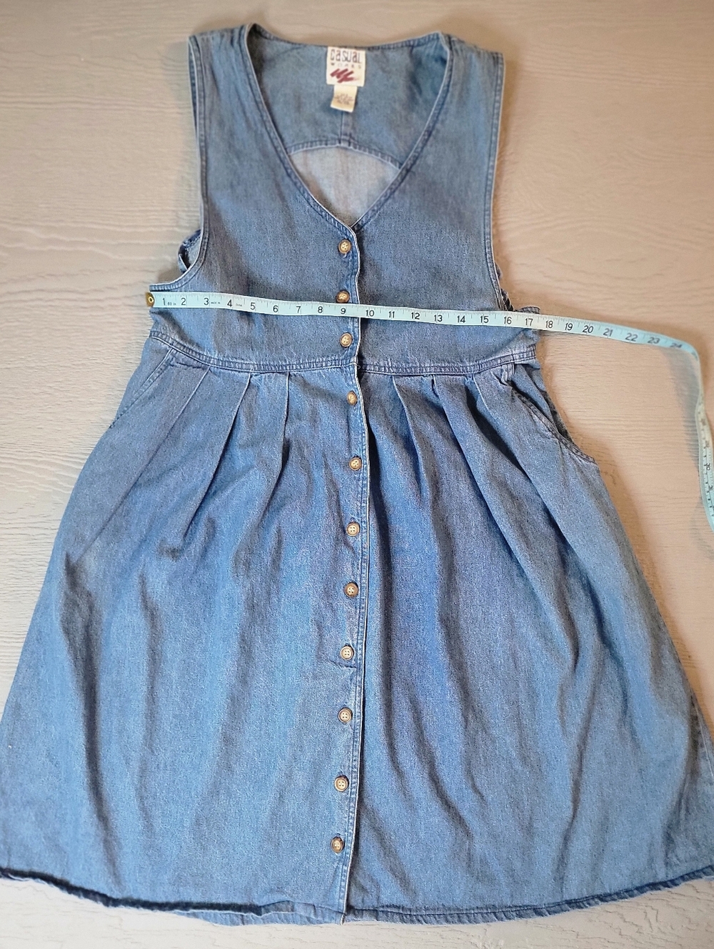 Sleeveless Button-Front Denim Mini Dress - Blue